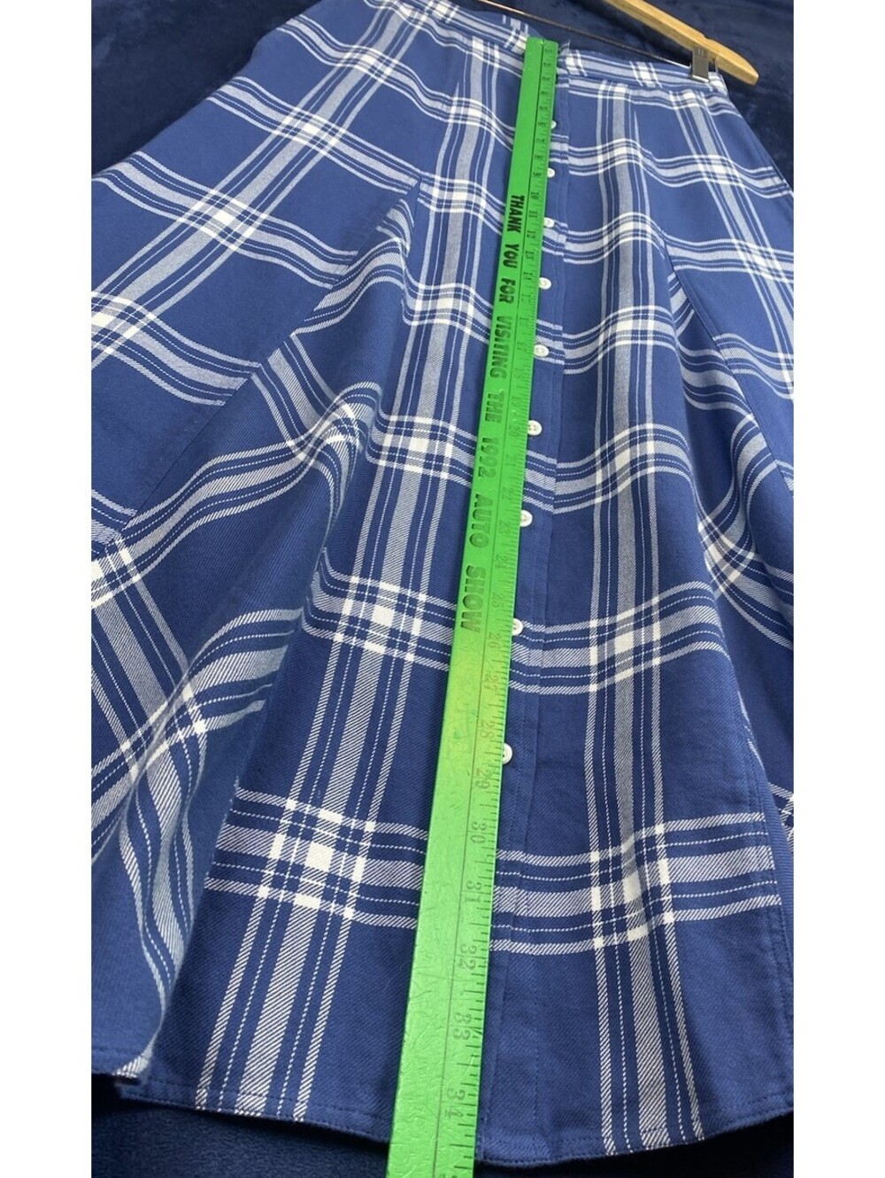Ralph Lauren Polo Blue Plaid Godet Maxi Skirt Size 4 Small - Picture 7 of 10